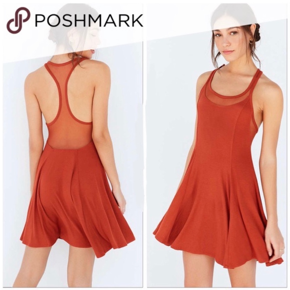 Mesh Mini Dress Low Cut Racerback Sheer Sleeveless